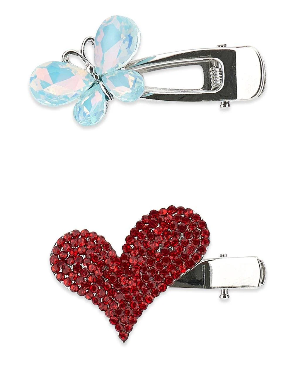 Accessori per capelli per bambina Monnalisa argento a farfalla e cuore - Image 3