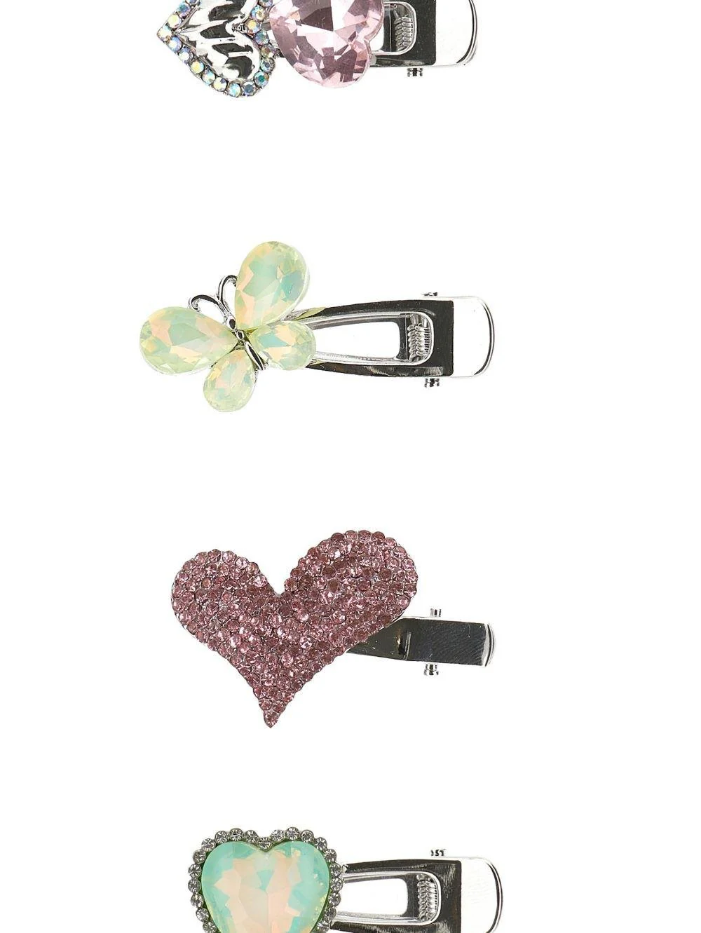 Accessori per capelli per bambina Monnalisa argento a farfalla e cuore - Image 3