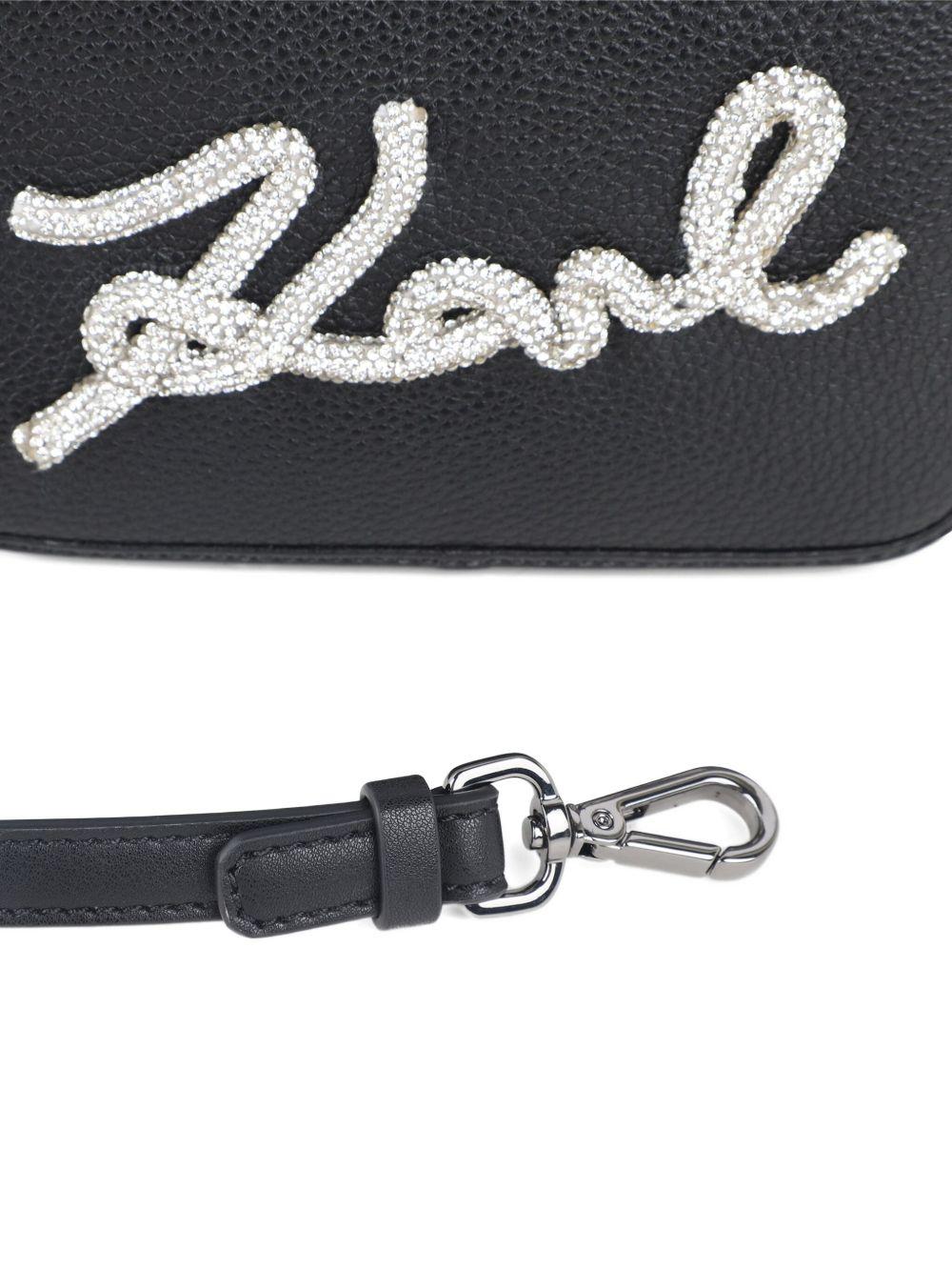 Borsa a spalla per bambina Karl Lagerfeld Kids nera con strass - Image 10