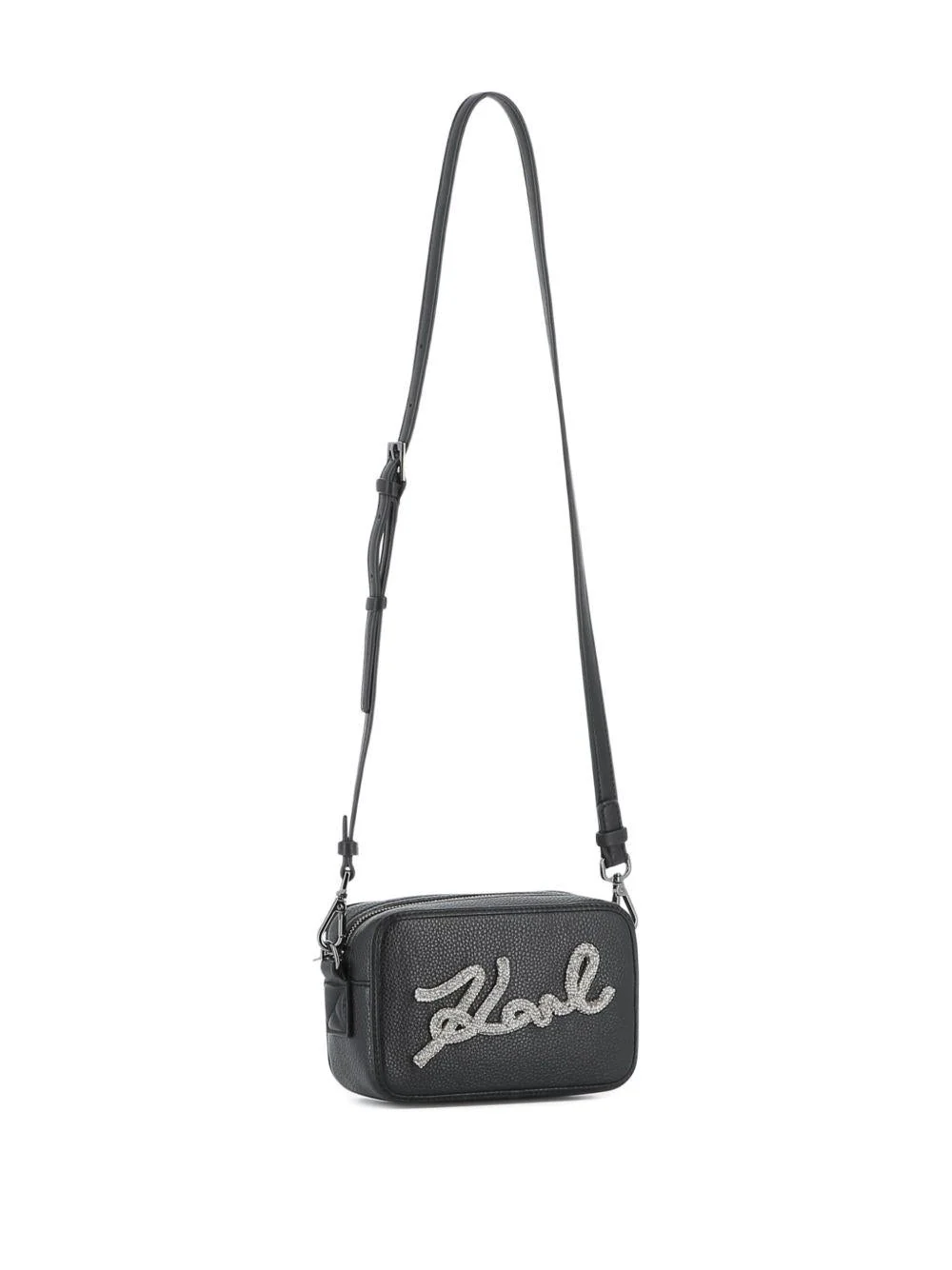 Borsa a spalla per bambina Karl Lagerfeld Kids nera con strass - Image 4