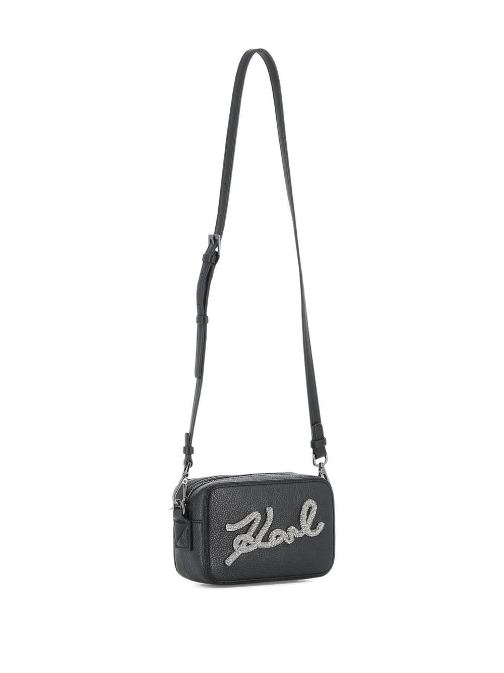 Borsa a spalla per bambina Karl Lagerfeld Kids nera con strass - Image 8