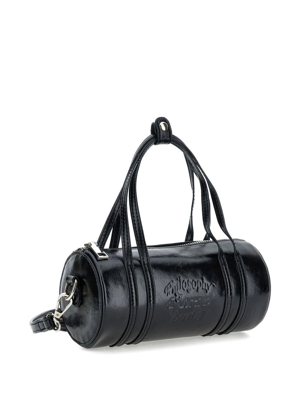 Borsa cilindrica per bambina Philosophy Di Lorenzo Serafini Kids nero in vernice - Image 3