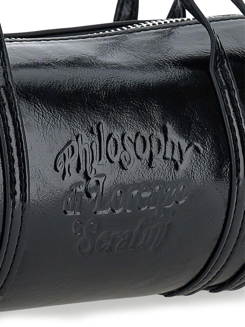 Borsa cilindrica per bambina Philosophy Di Lorenzo Serafini Kids nero in vernice - Image 5