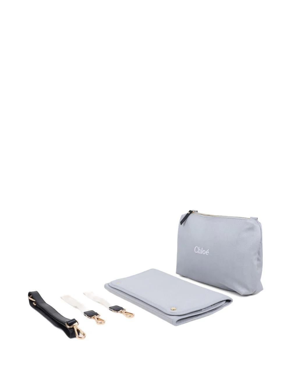 Borsa fasciatoio per neonati Chloé Kids azzurra con logo ricamato - Image 4