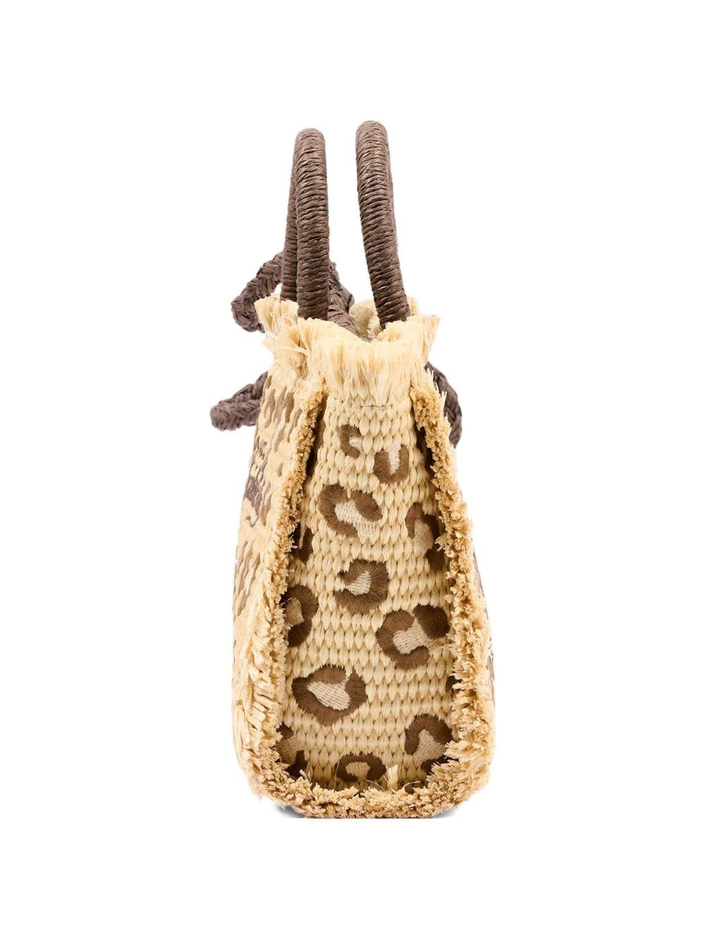 Borsa tote MC2 Saint Barth beige con frange e stampa leopardata - Image 4