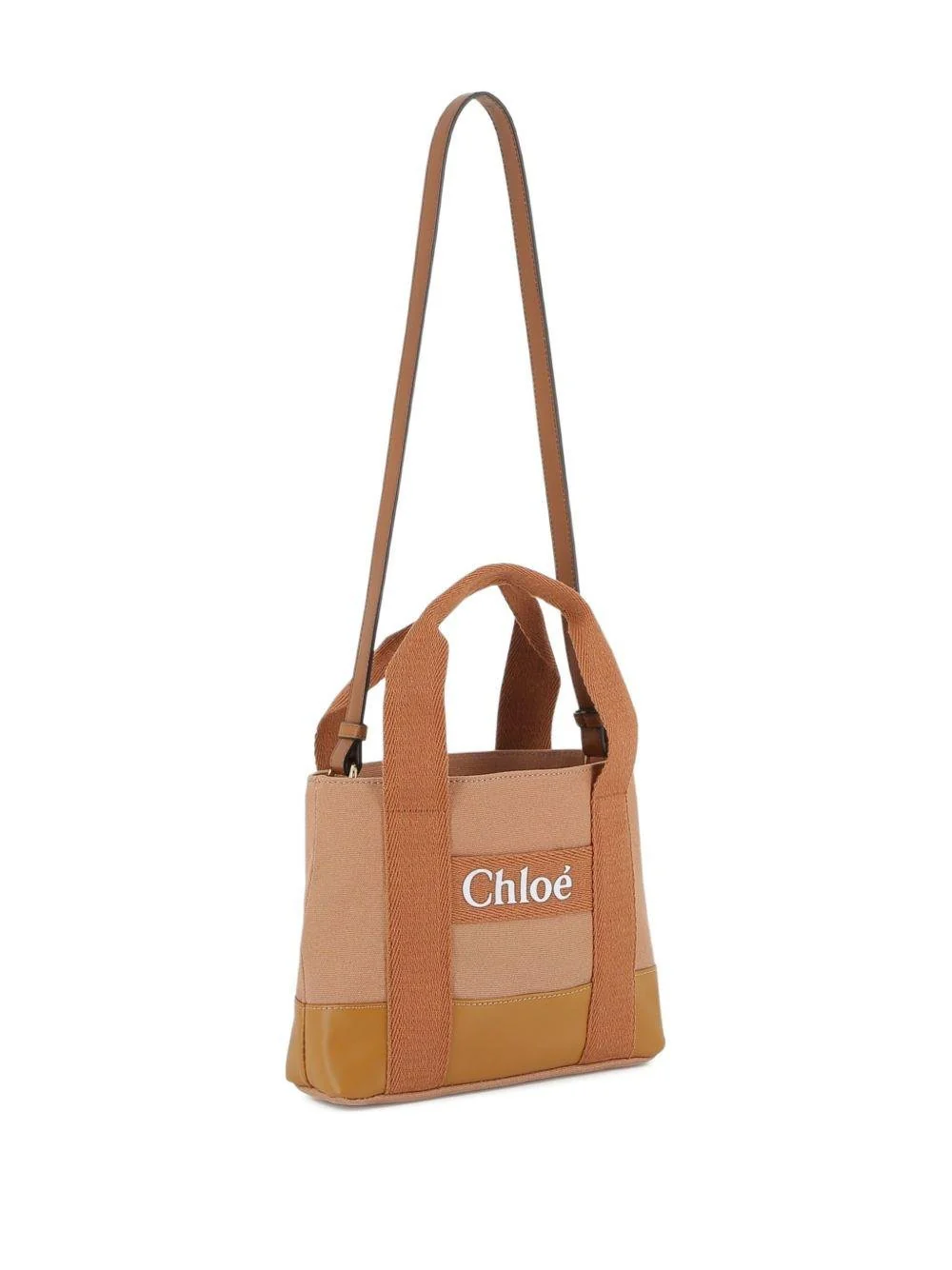 Borsa tote per bambina Chloé Kids beige in tela con logo 2020 - Image 6