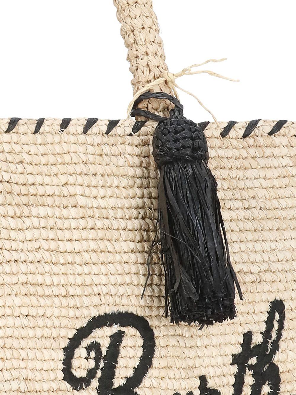 Borsa tote Vanity MC2 Saint Barth beige con logo ricamato sul davanti - Image 4