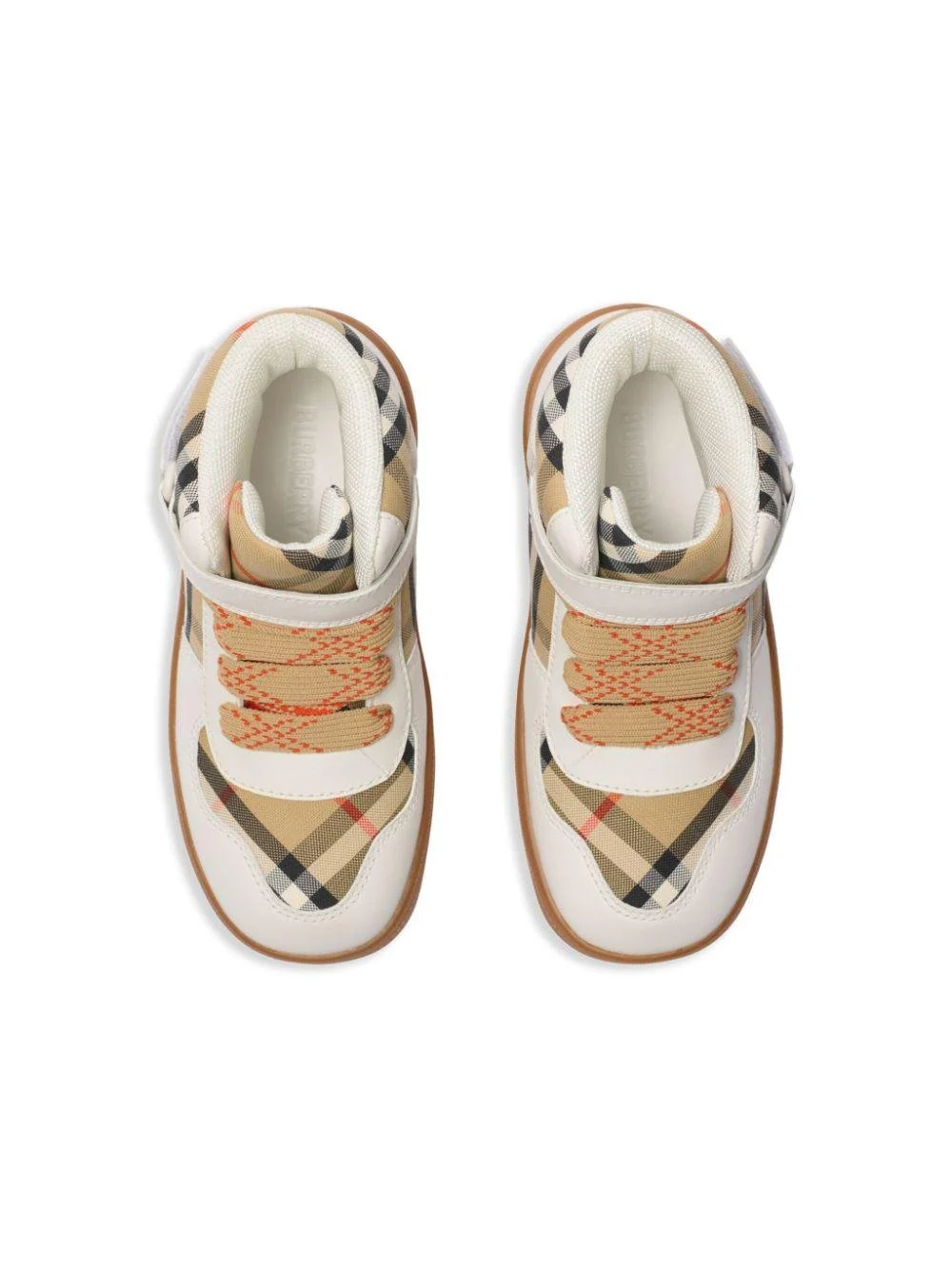 Sneakers alte per bambina Burberry Kids beige a quadri - Image 5