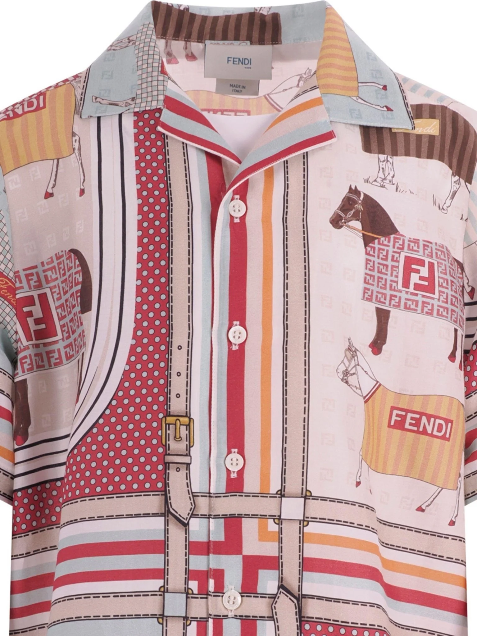 Camicia per bambino Fendi Kids multicolor con stampa tema equestre - Image 3