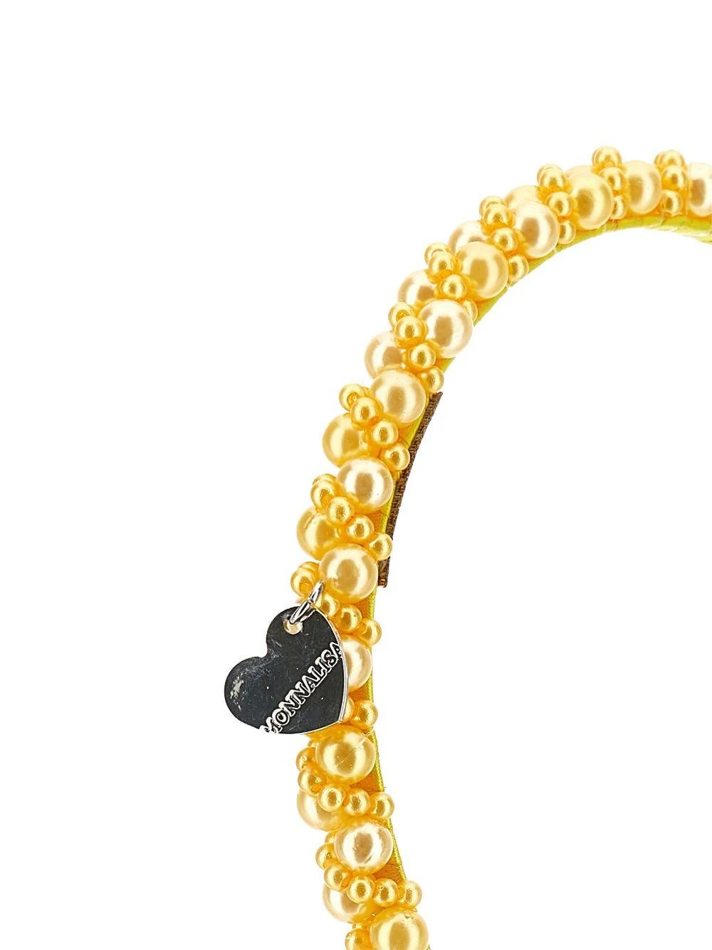 Cerchietto per bambina Monnalisa giallo con decorazione di perle - Image 3