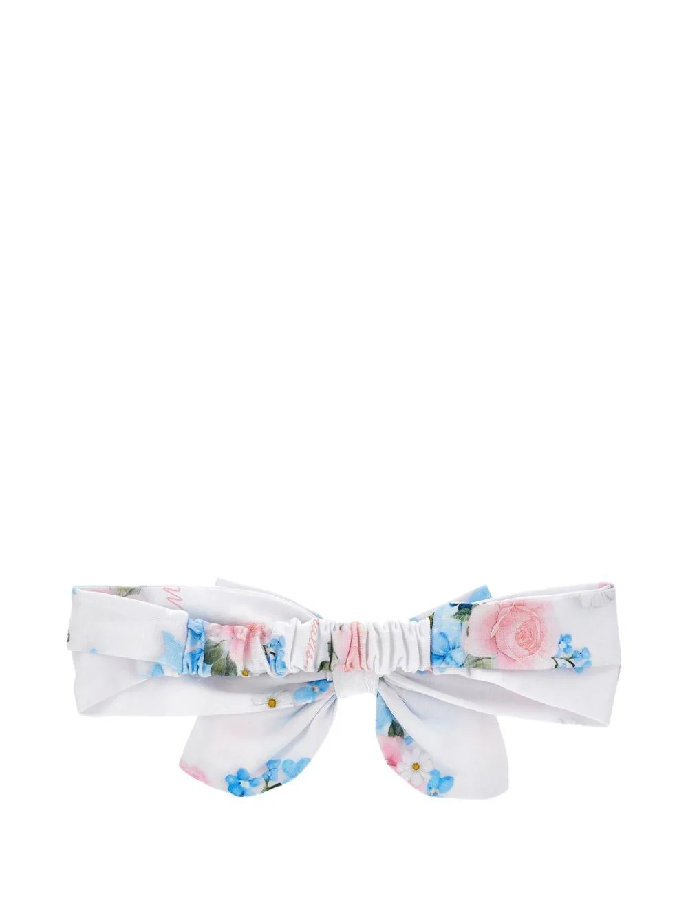 Cerchietto per neonata Monnalisa bianco con stampa fiori - Image 3