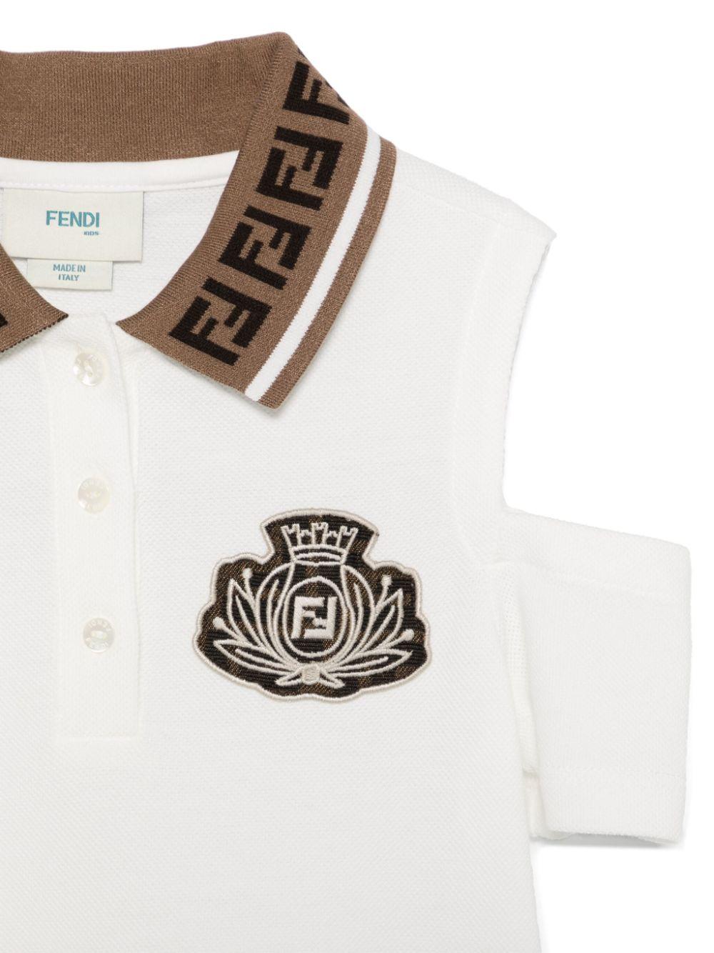 Abito per bambina Fendi Kids bianco con colletto a contrasto - Image 3
