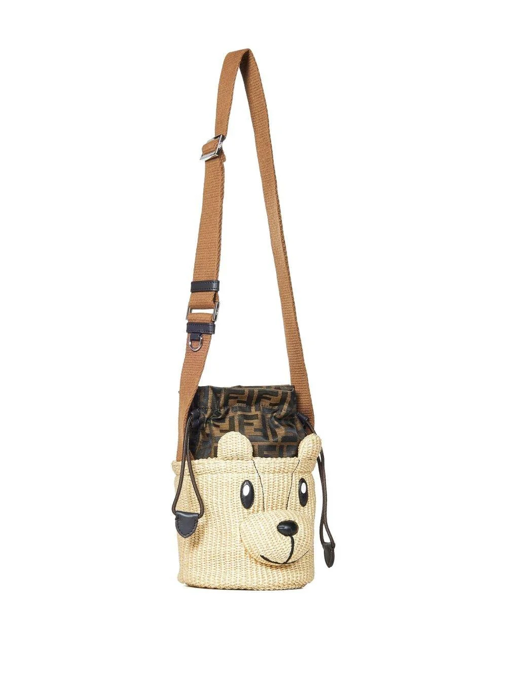 Borsa a tracolla per bambina Fendi Kids beige con motivo bear - Image 4