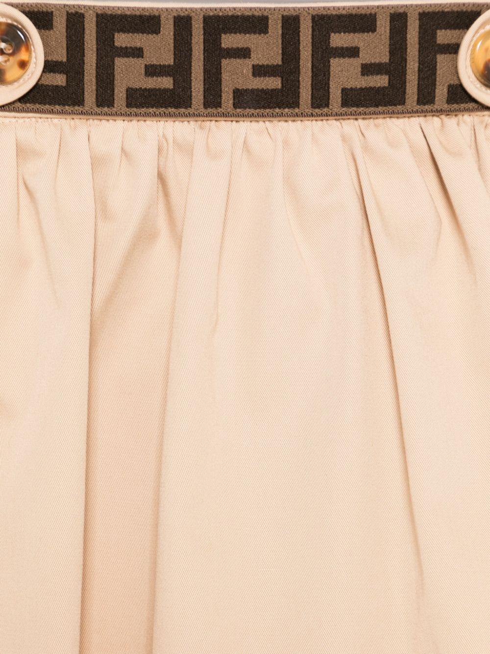 Gonna per neonata Fendi Kids beige con stampa monogramma FF in vita - Image 3