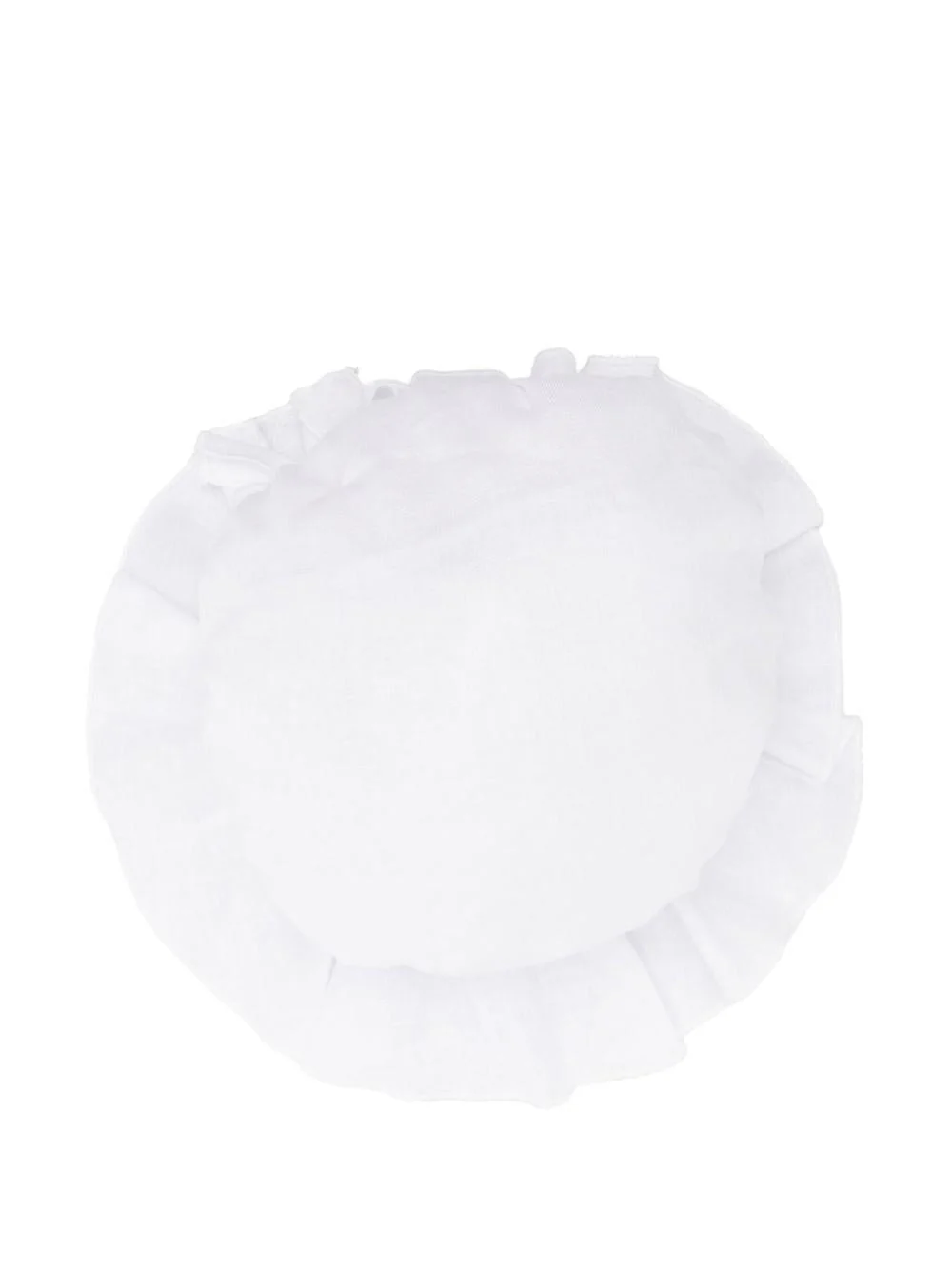 Cappello per neonata La Stupenderia  bianco in lino con fascia elasticizzata e corona piatta - Image 3