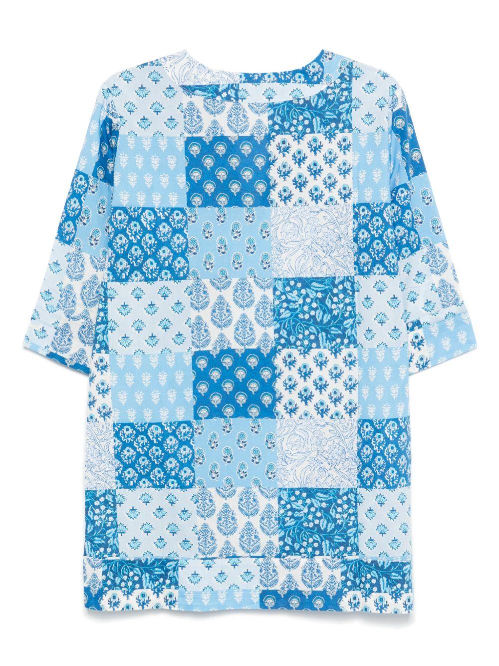 Copricostume per donna MC2 Saint Barth azzurro con design patchwork - Image 3
