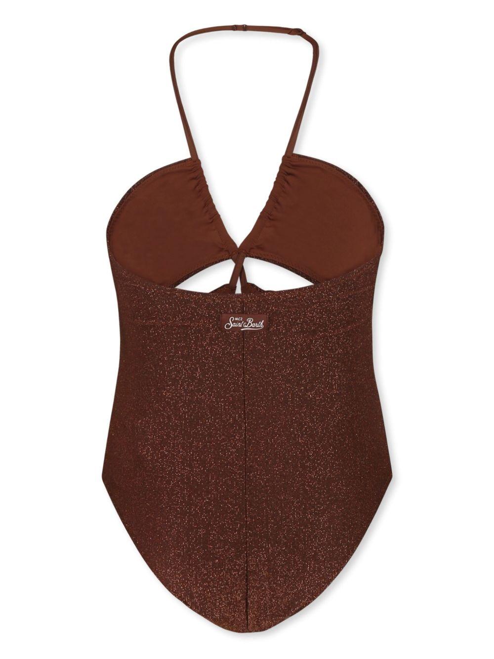 Costume intero per bambina MC2 Saint Barth Kids marrone con dettaglio cut-out - Image 3