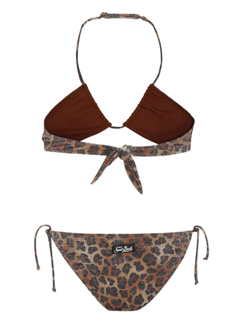 Set bikini per bambina MC2 Saint Barth Kids marrone con stampa leopardata - Image 5