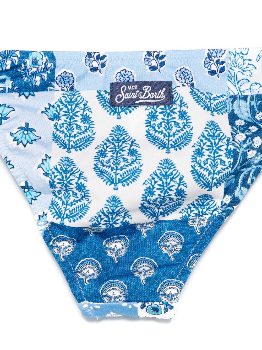 Slip bikini per bambina MC2 Saint Barth Kids azzurro a fiori - Image 3