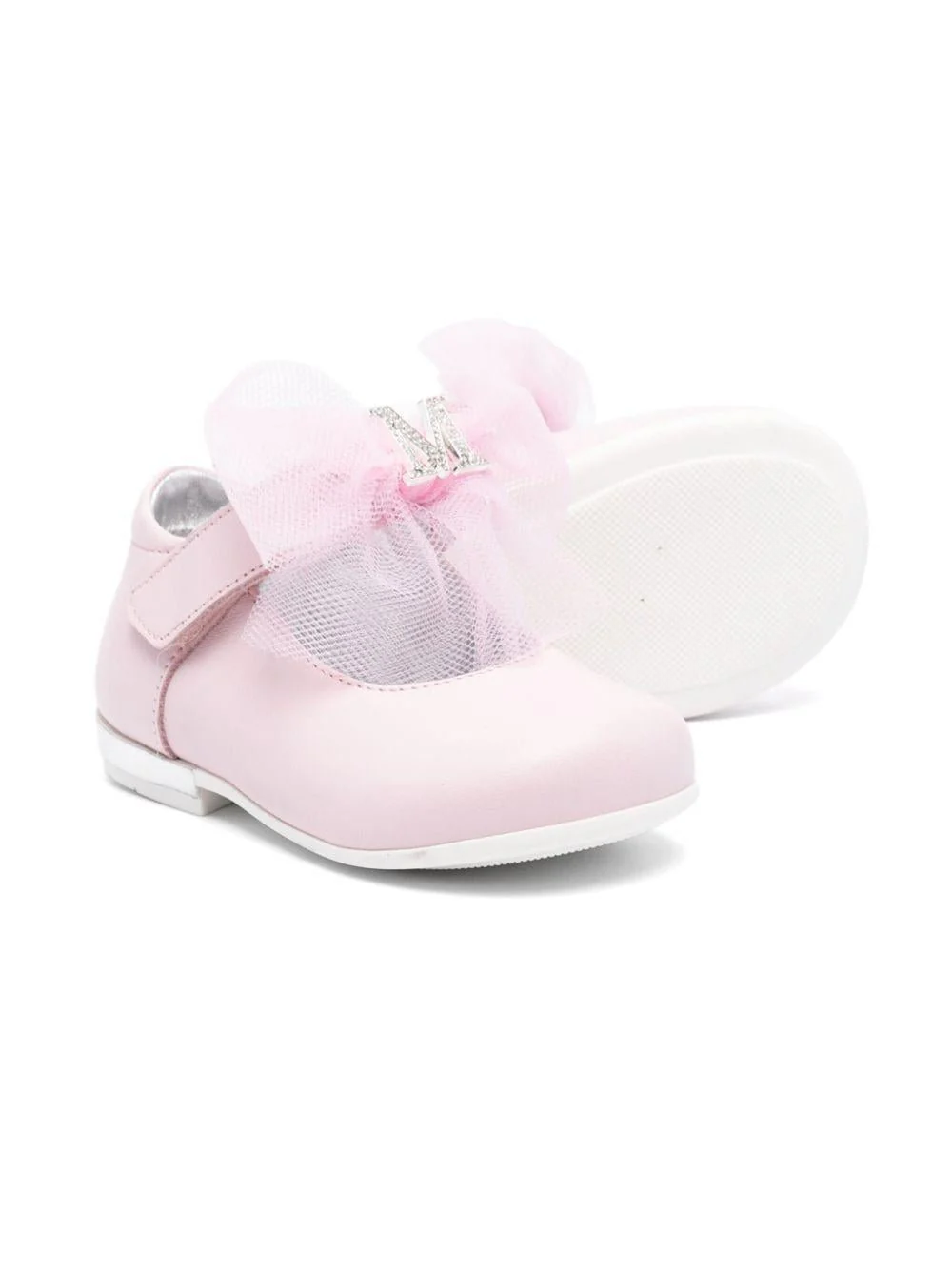 Ballerine per bambina Monnalisa rosa con placca con logo - Image 3
