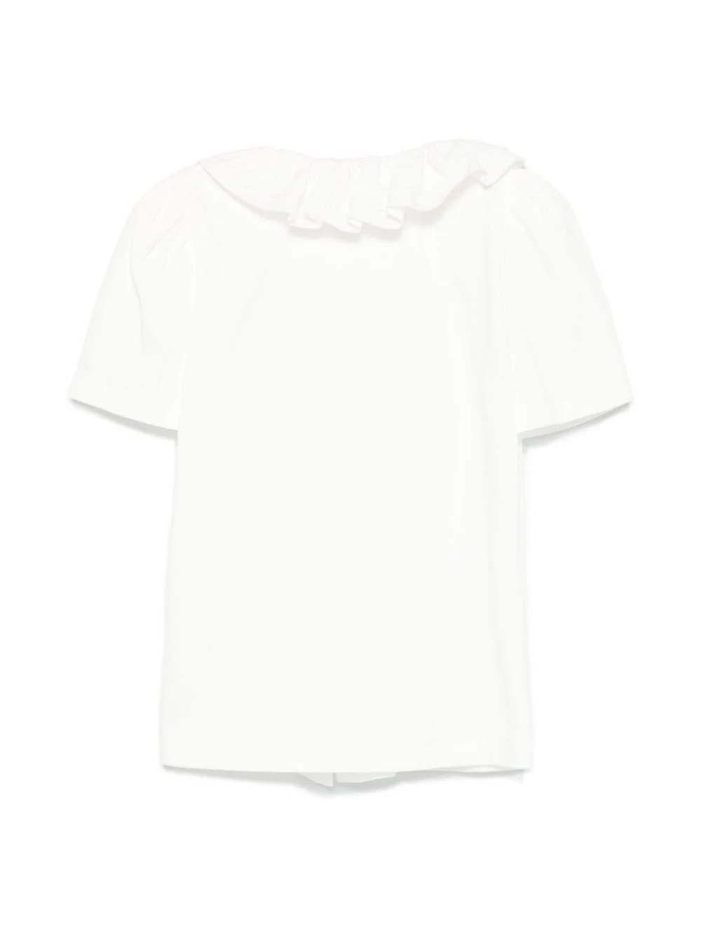 Camicia per bambina Monnalisa bianco con rifiniture ruches - Image 3