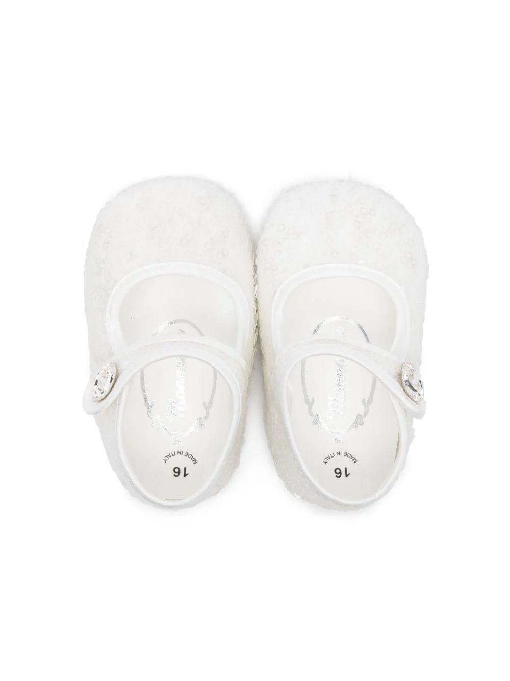 Scarpe primi passi per neonata Monnalisa bianco con paillettes - Image 3