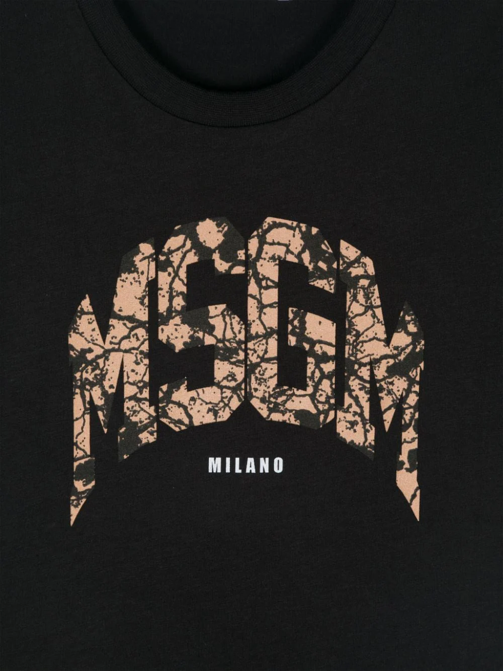 T-shirt in jersey per bambino MSGM Kids nero con bordi a coste - Image 3