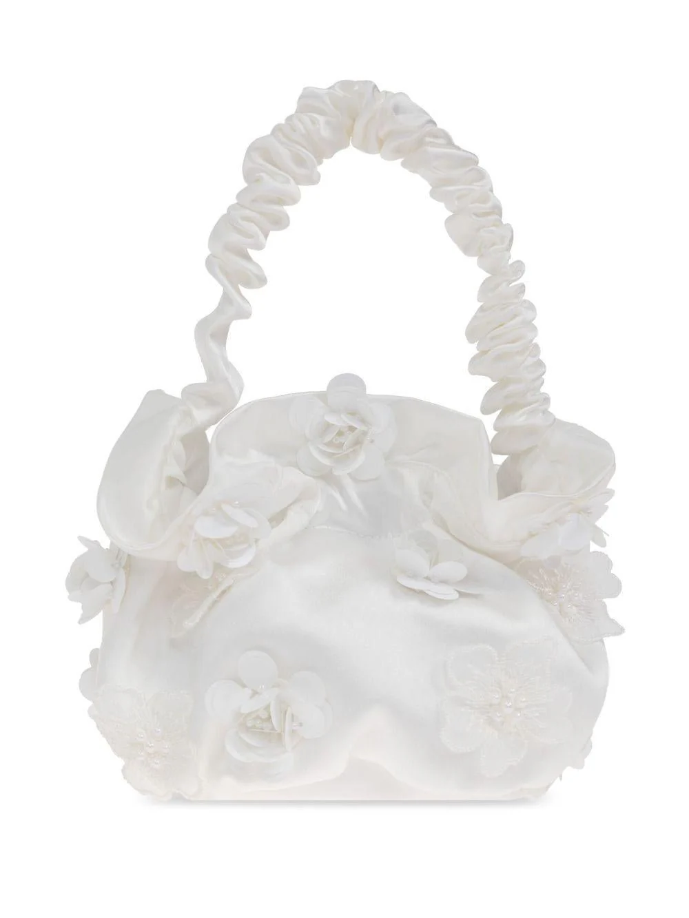 Borsa a spalla per bambina Self-Portrait Kids bianco con applicazione a fiori - Image 3