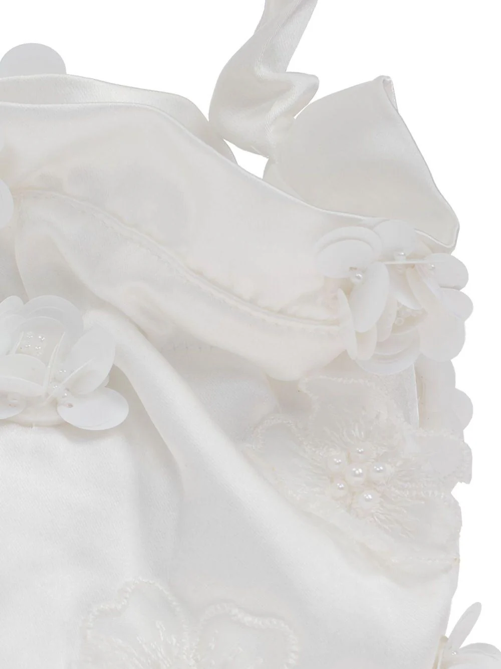 Borsa a spalla per bambina Self-Portrait Kids bianco con applicazione a fiori - Image 4