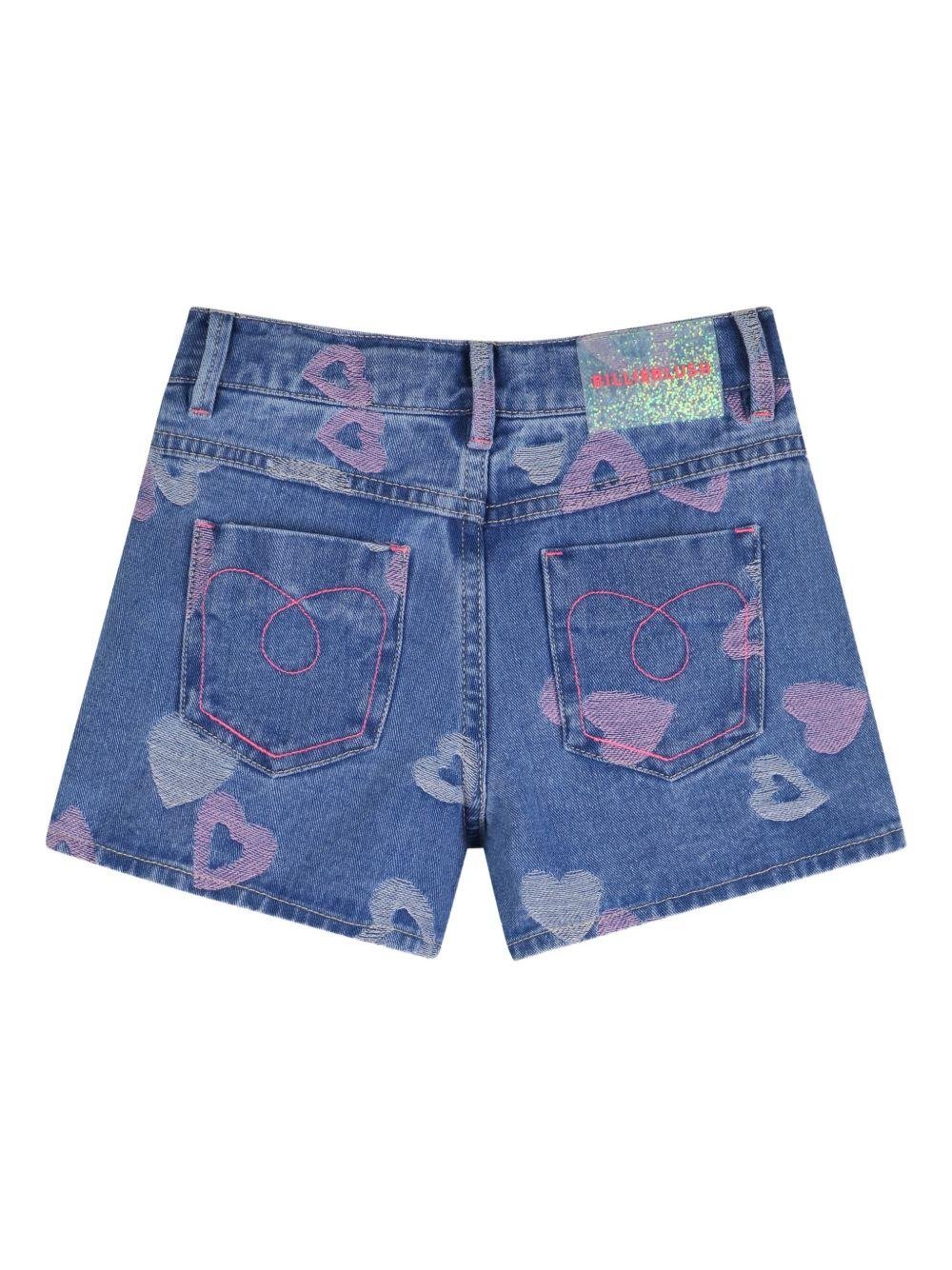 Shorts per bambina Billieblush blu con stampa a cuore all-over - Image 3