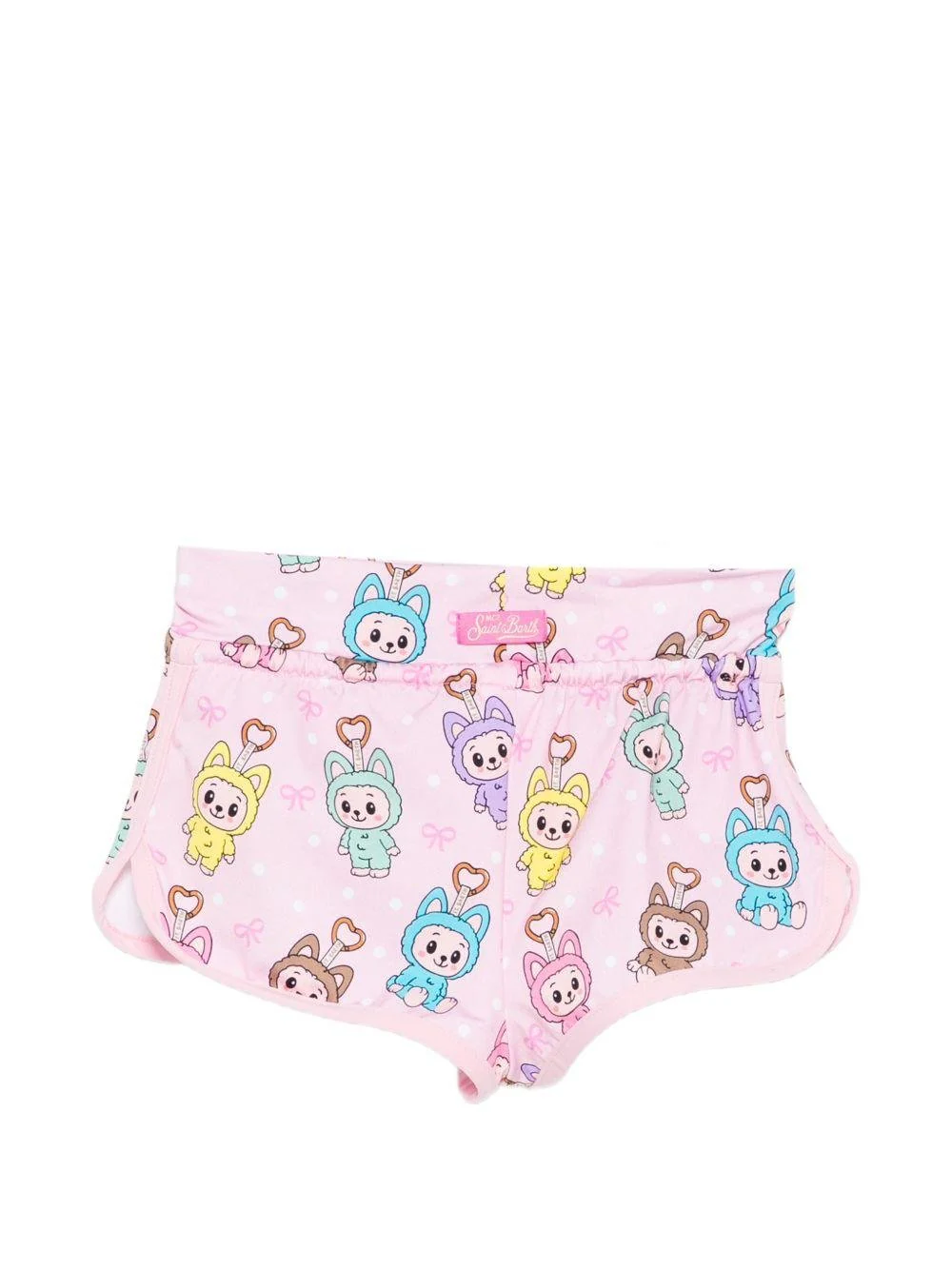 Shorts per bambina MC2 Saint Barth Kids rosa con stampa cartoon all-over - Image 3