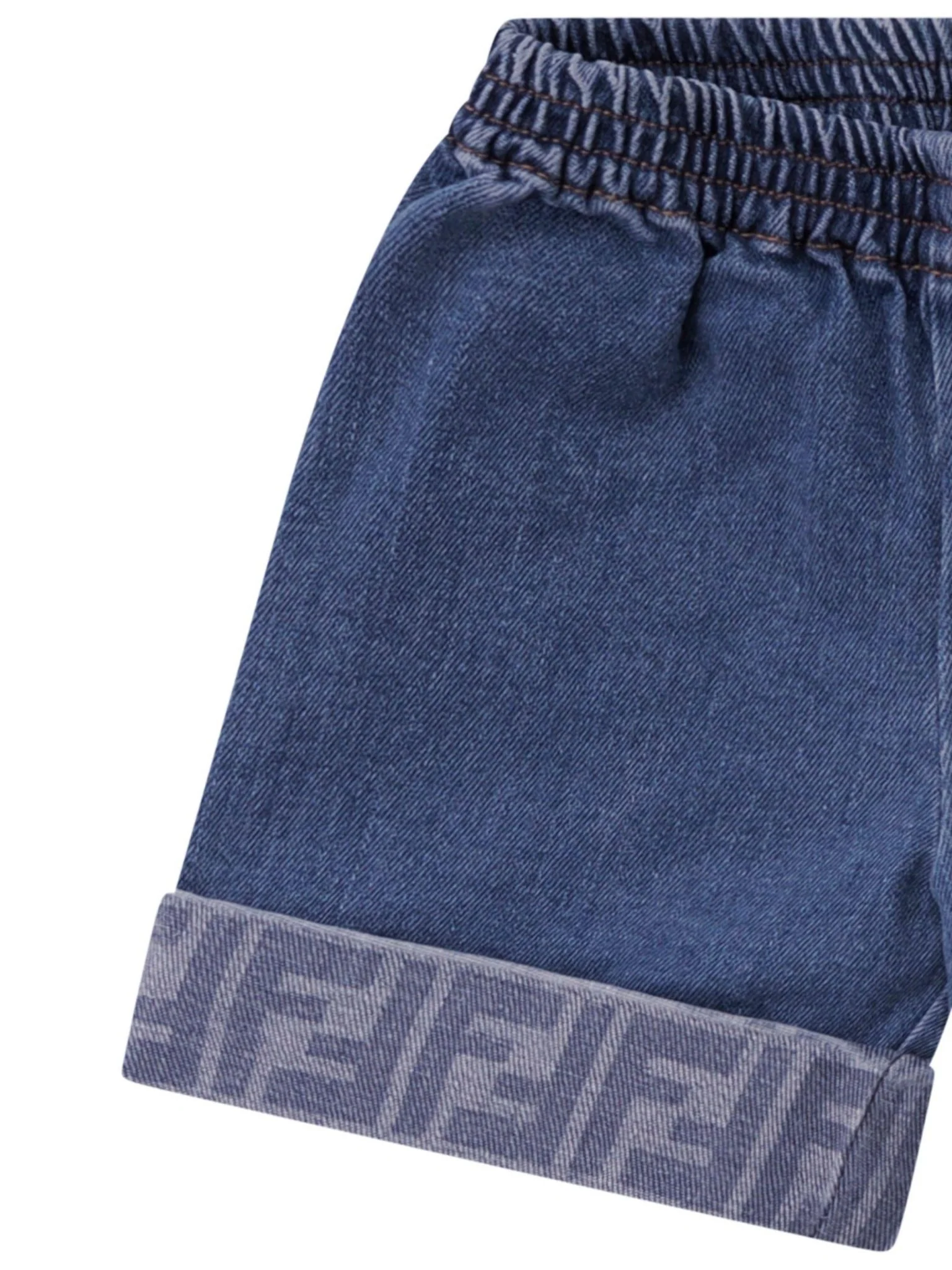 Shorts per neonata Fendi Kids denim con dettaglio logo FF - Image 3