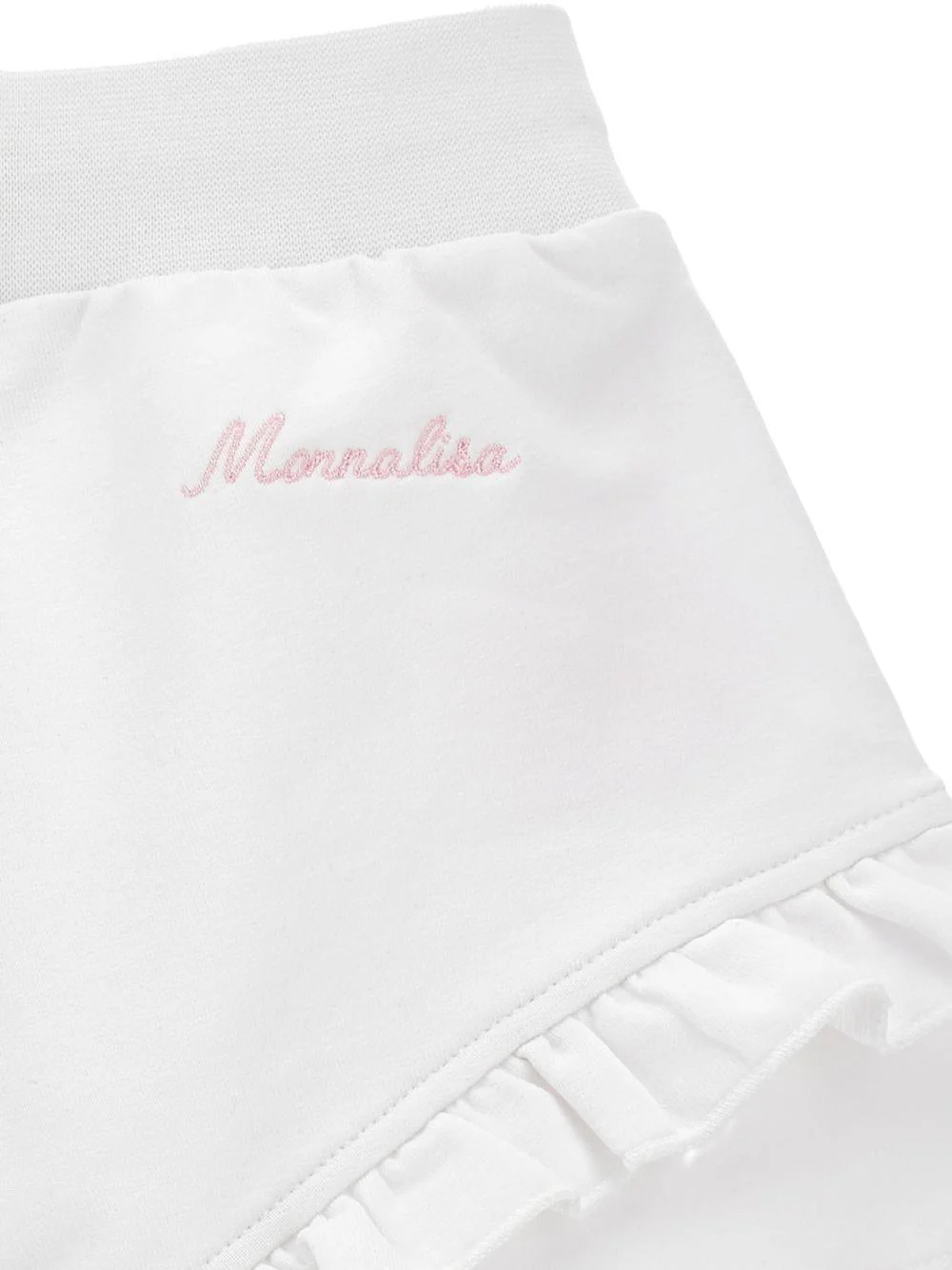 Shorts per neonata Monnalisa bianco con ricamo a fiori - Image 3