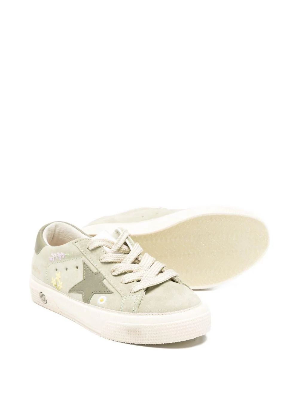 Sneakers per bambina Golden Goose Kids verdi con dettagli fiorellini - Image 3