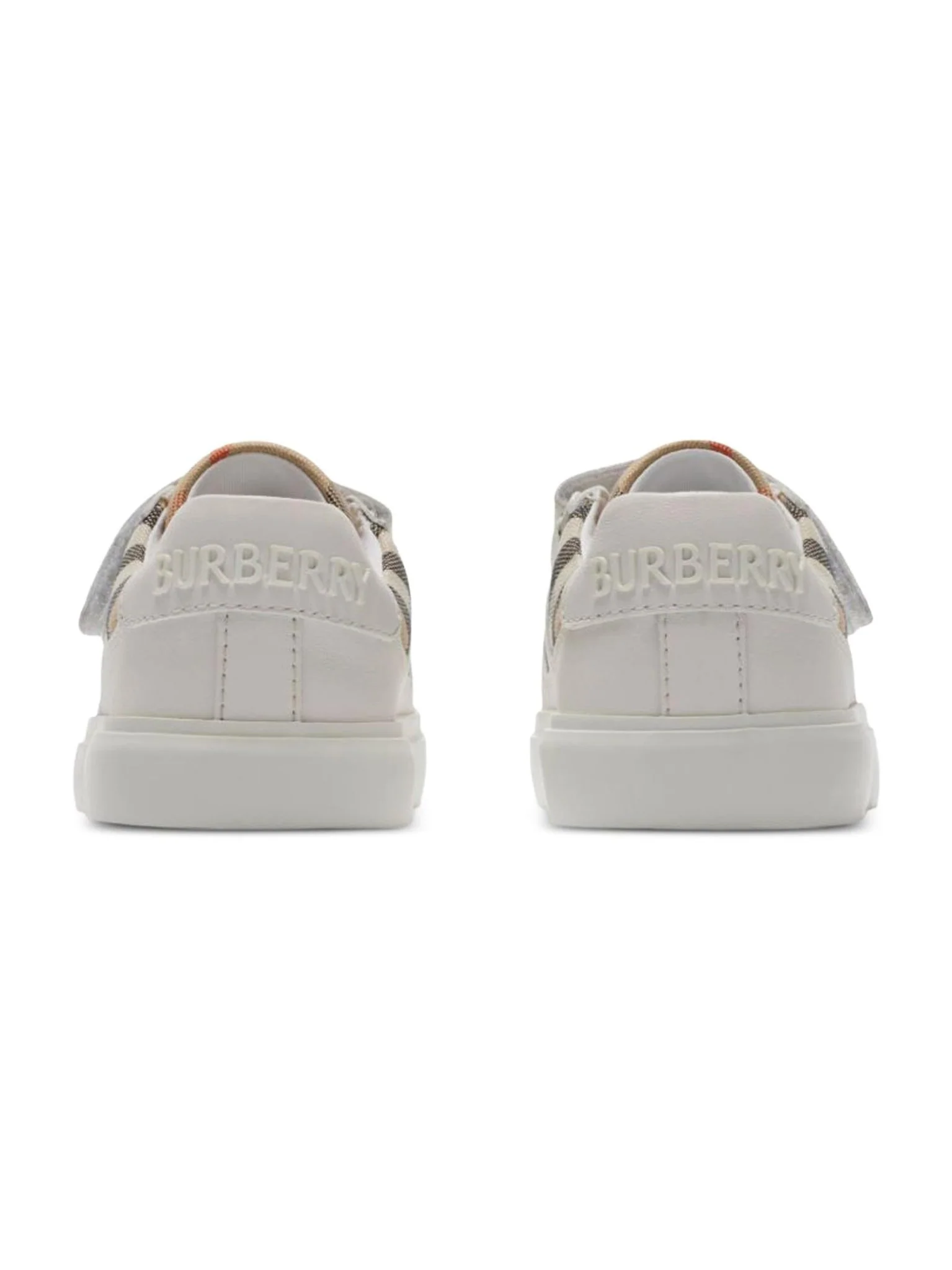 Sneakers per bambini Burberry Kids bianco con motivo a quadri - Image 3