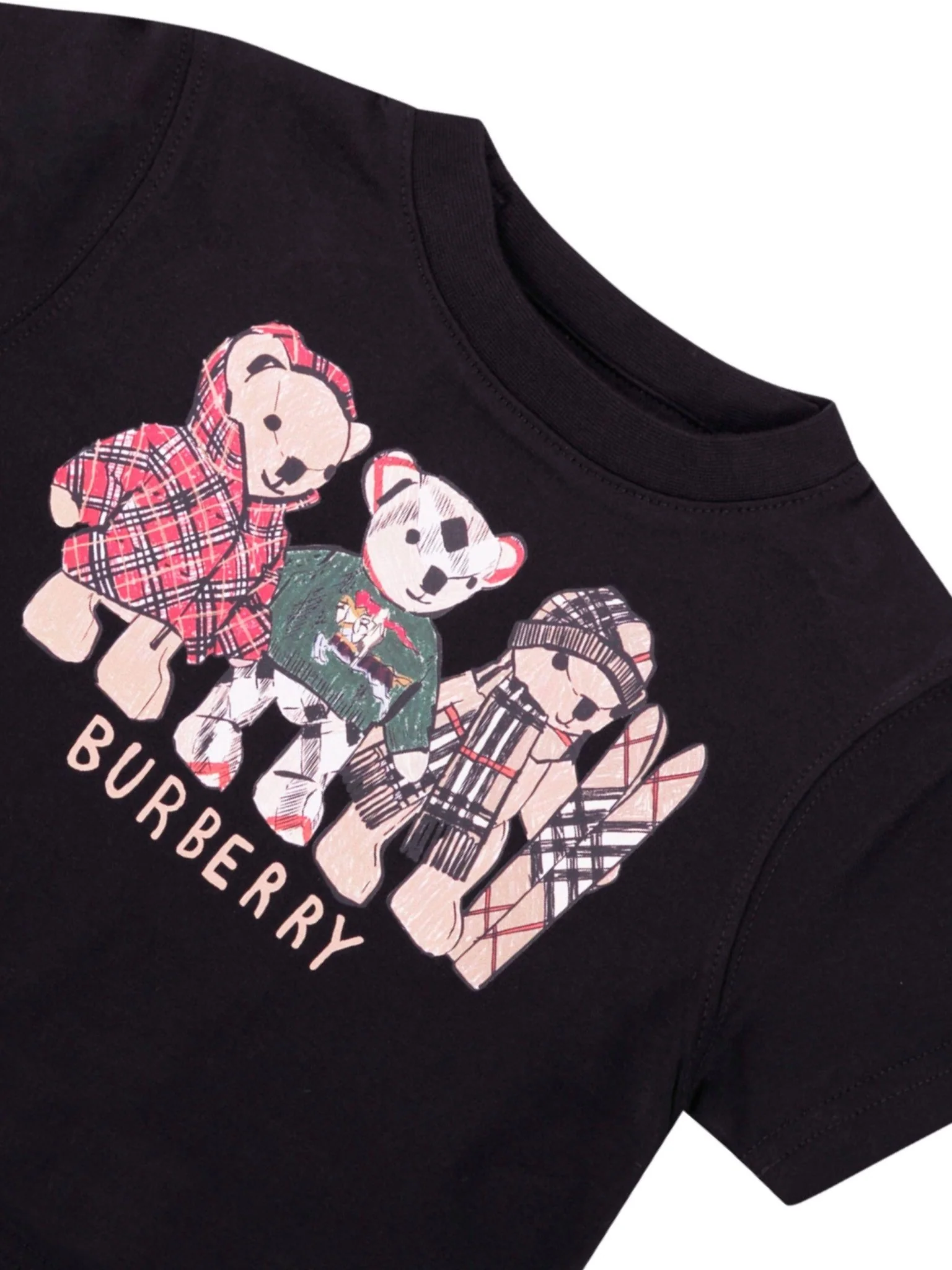 T-shirt neonato Burberry Kids nera con stampa Thomas Bear - Image 3