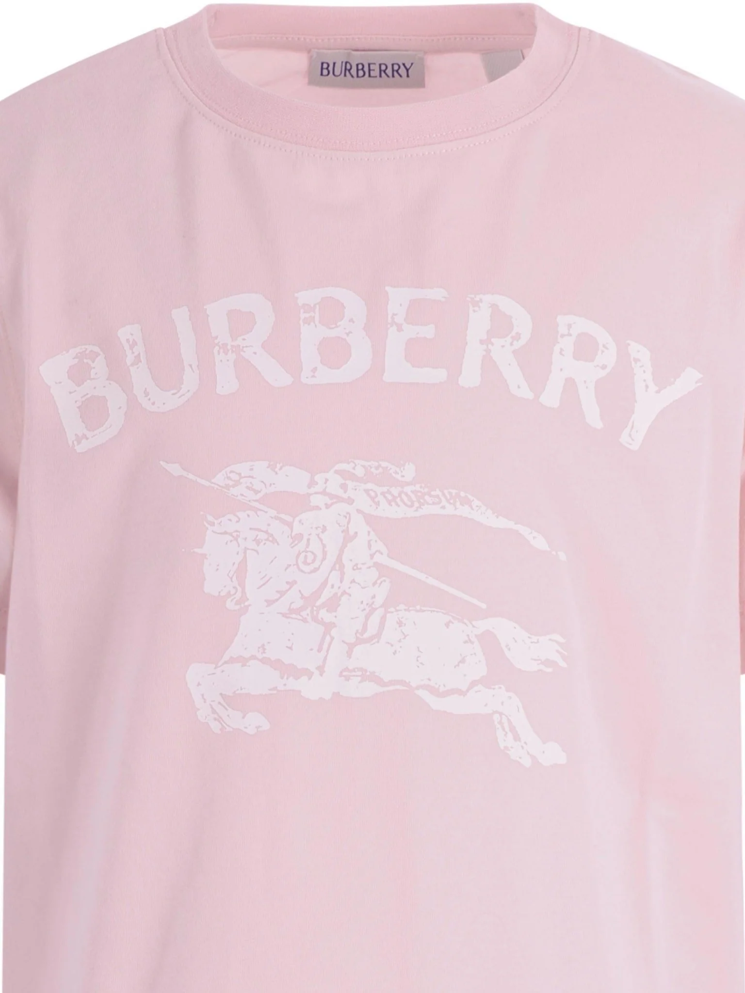 T- shirt per bambina Burberry Kids rosa con logo stampato sul davanti - Image 3