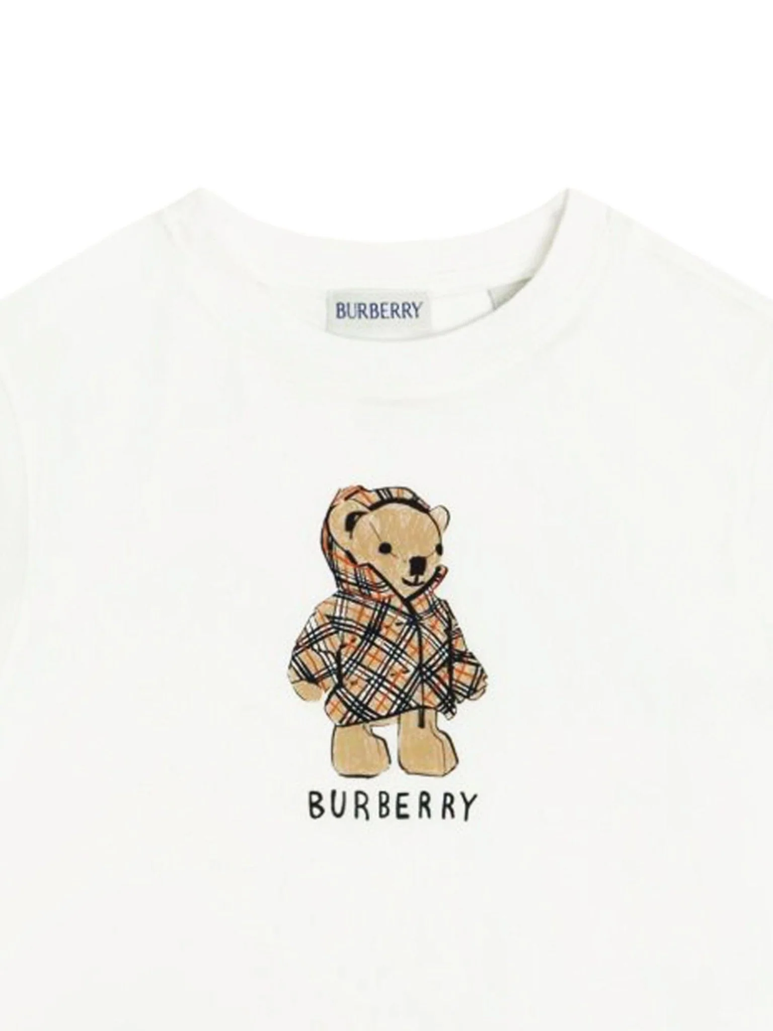 T-shirt per bambino Burberry Kids bianca con stampa grafica orsacchiotto - Image 3