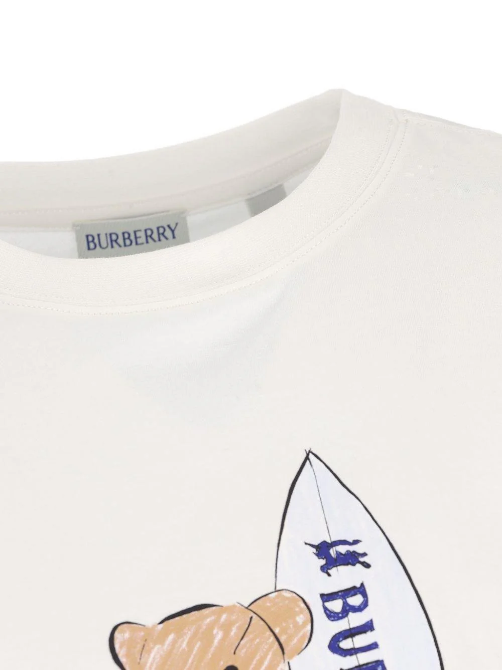 T-shirt per bambino Burberry Kids bianco con stampa orsetto - Image 3
