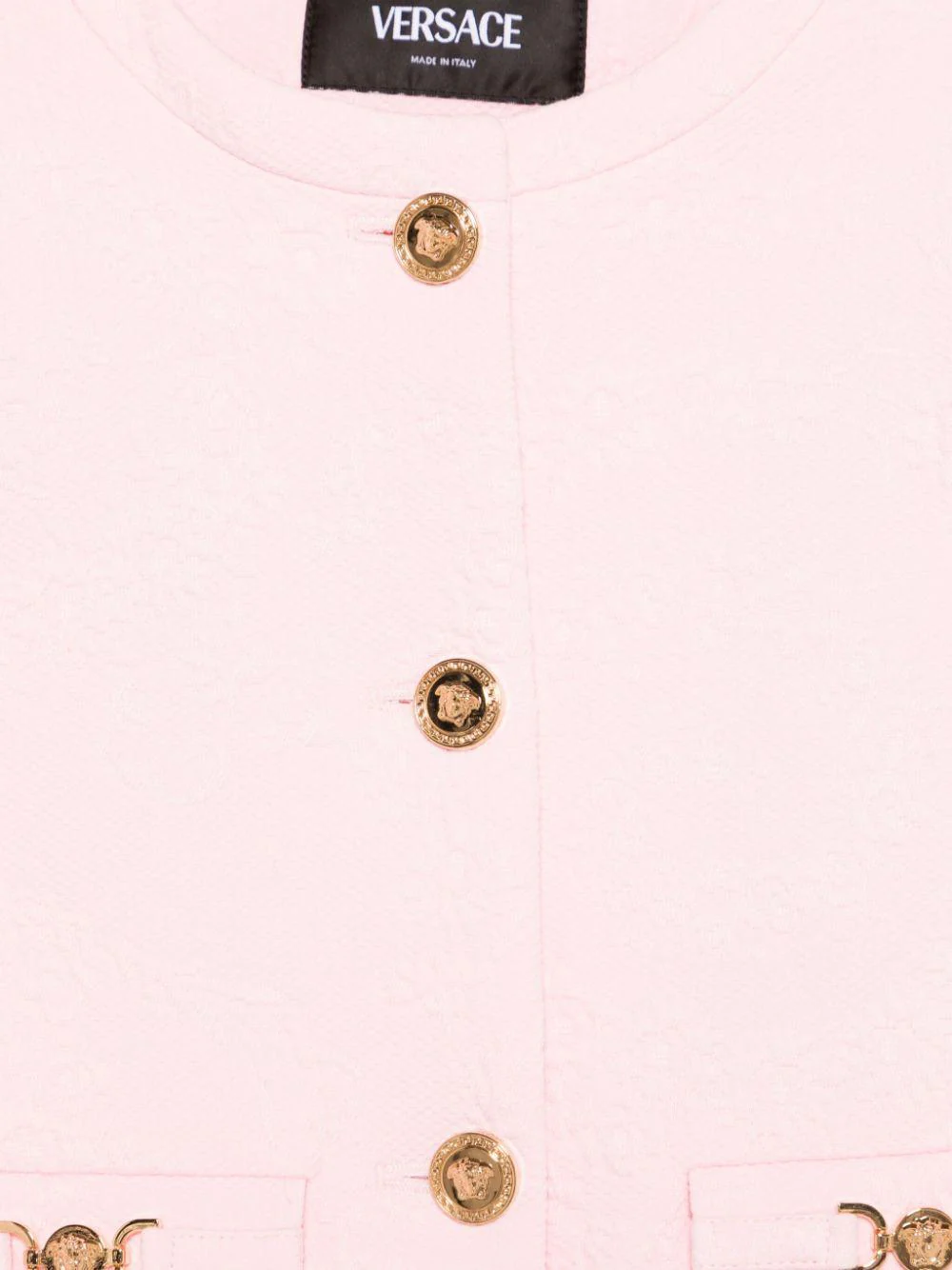 Giubbino jaquard floreale per bambina Versace Kids rosa con maniche lunghe - Image 3