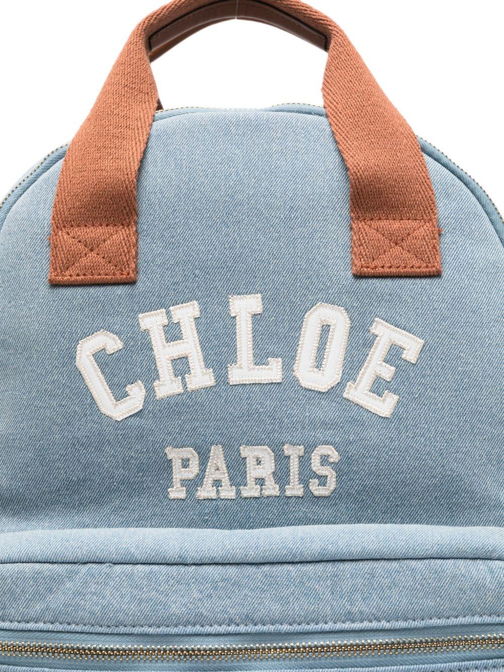 Zaino per bambina Chloé Kids azzurro con logo sul davanti - Image 3