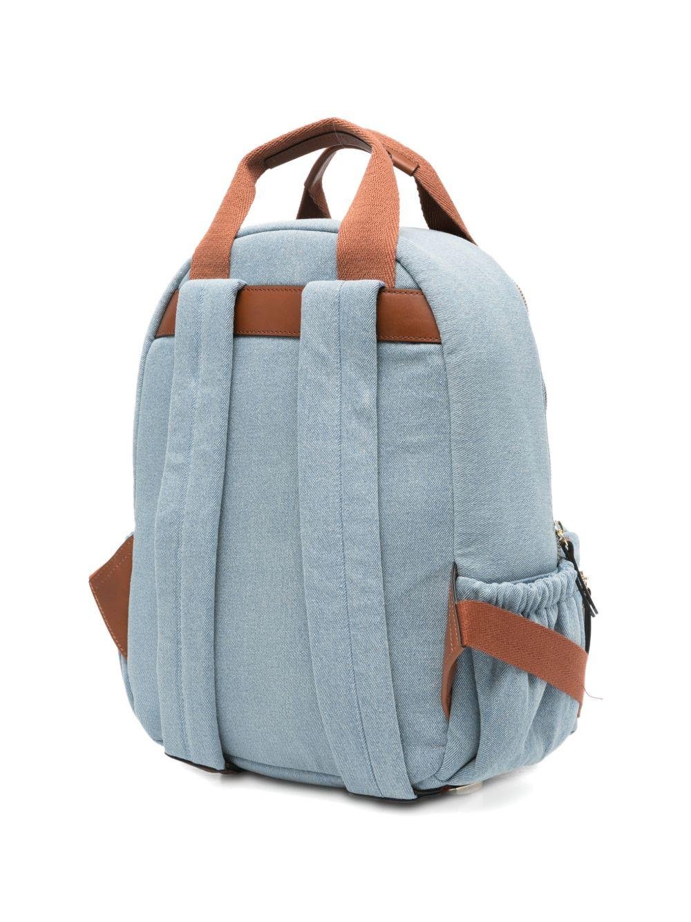 Zaino per bambina Chloé Kids azzurro con logo sul davanti - Image 4